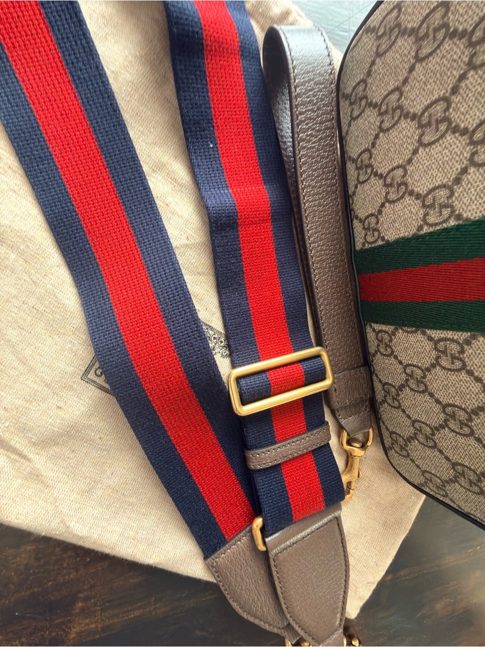 Gucci Brown GG Supreme Belt Bag with Green and Red Web Stripe - Picture 16 of 16